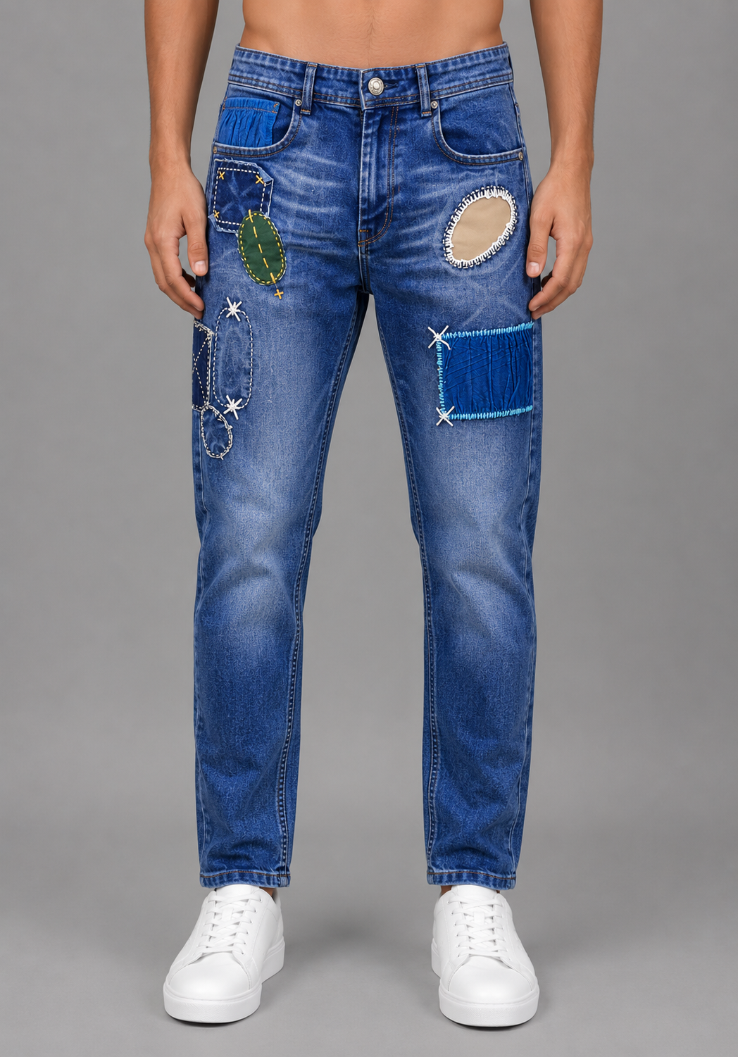 Raw Selvedge Ochre Detail Front - Jeans Wholesaler in Relief Road Ahmedabad